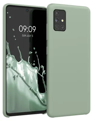 Produktbild von kwmobile Handyhülle für Samsung Galaxy A51 Hülle - Case Silikon - Kabelloses Laden - Schutzhülle Cover in Graugrün