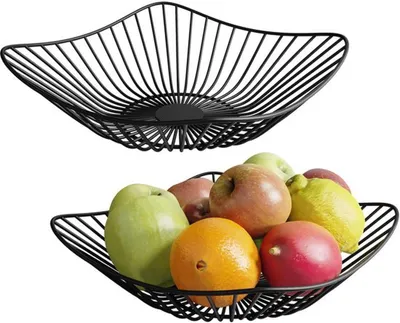 Image de Lot Azomor de 2 corbeilles à fruits en métal pour la cuisine et la décoration moderne