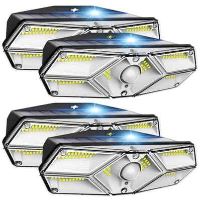 Produktbild von 4er Set 104LEDs Solarleuchten mit Bewegungsmelder Garten Wandleuchten Außenleuchte Solarlampe Gartenleuchten für Garage Terrasse Veranda