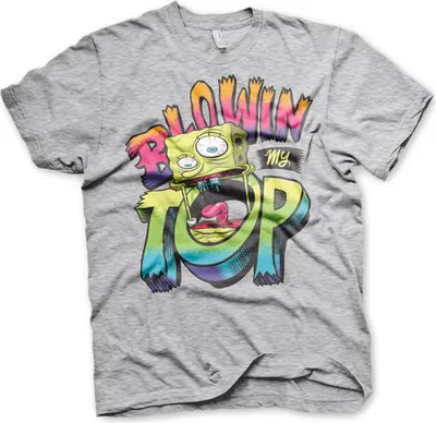 Produktbild von SpongeBob Blowin My Top T-Shirt - Large - HeatherGrey