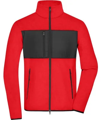 Produktbild von James and Nicholson - Fleecejacke für Herren LT2271 (3XL) (Rot/Schwarz)
