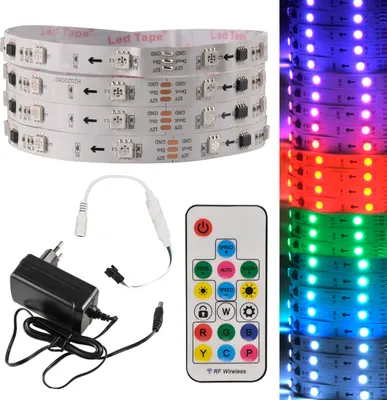 Zdjęcie produktu dla Zestaw Taśma LED MAGIC RGB 2m, 12V, IP20, pilot, kontroler, zasilacz 314949 Polux