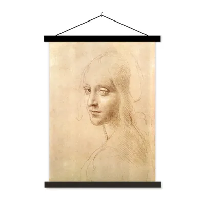 Obrázek produktu pro MuchoWow® Textilní plakát - Skica - Leonardo da Vinci - 120x160cm - S černými lamelami