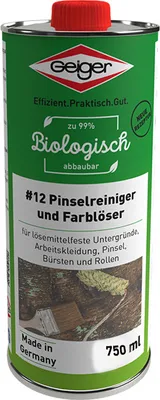 Produktbild von Geiger Pinselreiniger und Farblöser, 750 ml, biologisch abbaubar, löst Lacke, Dispersionen, Fette und Öle, Pinsel bleiben weich, geringe Verflüchtigung