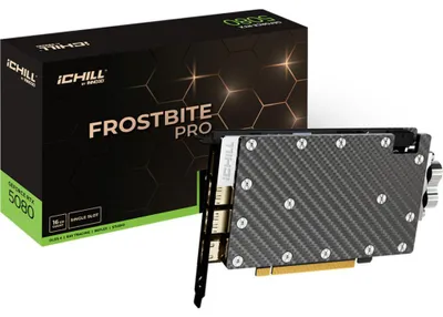 Imagen del producto de Inno3D RTX 5080 iChill Frostbite Pro, 16 GB GDDR7, con salida HDMI y 3 puertos DisplayPort