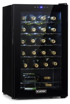 Image de Klarstein Cave a Vin sur Pieds, Caves à Vin de 63L avec une Porte en Verre, Cave a Vins à Zone Unique, Bar Intérieur/Extérieur, Frigo vin, Cave a Vin de Vieillissement, Petite Cave à Vin 24 Bouteilles