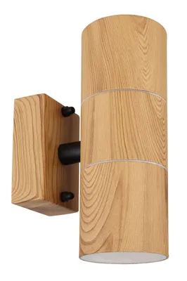 Produktbild von Globo Lighting Außenleuchte Edelstahl holzoptik, Glas klar, IP44, BxH: 60x165mm, AL: 104mm, exkl. 2x GU10 35W 230V