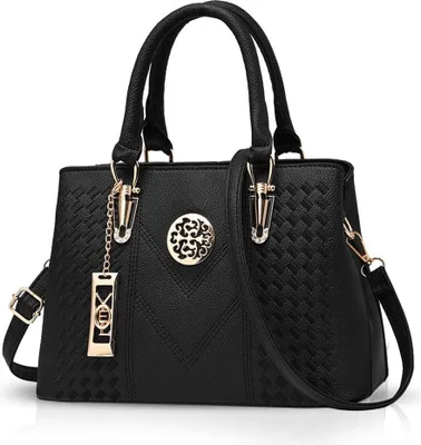 Produktbild von odsellingaaa Handtasche, Schwarz, für Frauen, Kunstleder, klassisch, mit Topgriffen, Umhängetasche, L: 30cm B: 13.5cm H: 23cm