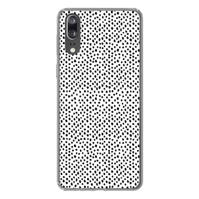 Produktbild von MuchoWow® Handyhülle Schutzhülle Hülle für Huawei P20 Polka dots - Schwarz - Weiß Silikon Softcase Handy Hülle - Hardcover