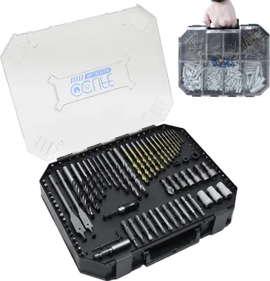 Produktbild von CCLIFE Bohrer Set Gemischt 400tlg für Holz, Metall, Stein, Kunststoff, Ziegel, Schraubendreher-PH PZ SL Torx, enthält HSS Spiralbohrer, Flachfräsbohre
