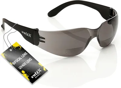 Imagen del producto de Gafas de seguridad bifocales, ligeras, con +1,5 dioptrías, protección UV400, lentes de color ahumado, para deportes y trabajo