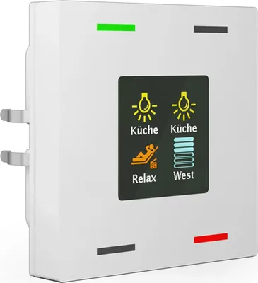 Imagen del producto de MDT KNX, interruptor de luz de 55 x 55 mm, 4 vías, con pantalla de color, color blanco puro brillante, 1 unidad.