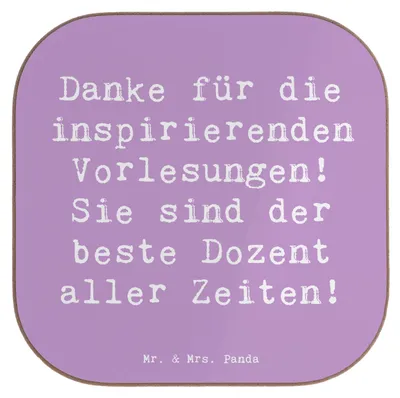 Produktbild von Mr. & Mrs. Panda Untersetzer für Gläser Spruch Bester Dozent - Lavendeltraum - Geschenk, Danke sagen, handgefertigt, Bedanken, gläseruntersetzer, Tischuntersetzer, Dank