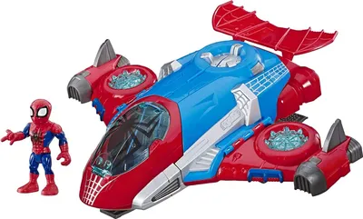 Produktbild von Marvel Spider-Man Playskool Superhelden-Abenteuer - Jet HQ Spider-Man und 12,5 cm Figur