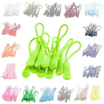 10 Zipper Schlaufen für Reißverschlüsse neongrün