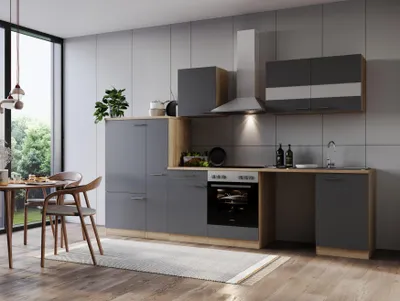 Produktbild von Küche Küchenzeile für Unterbau Waschmaschine Eiche Grau Merle 310 cm Respekta
