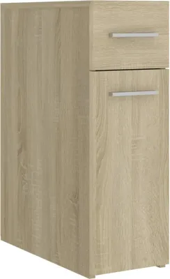 A tall, narrow cabinet with two drawers, shown from a side angle against a white background.