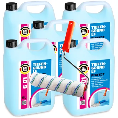 Produktbild von Tiefengrund 25L Perfect Wand Boden Voranstrich Profi Primer +Farbroller 25cm G01