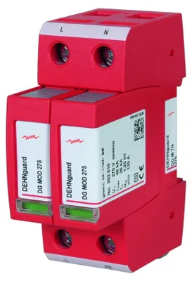 Obrázok produktu pre DEHN DG M TN 275, Terminál, 230 V, 50 - 60 Hz, 20000 A, Červená, Termoplastik