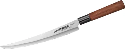 Zdjęcie produktu dla Samura OKINAWA Tanto Slicing Knife 9" - Nóż kuchenny z podwójnym ostrzem ze stali japońskiej do precyzyjnego cięcia i doskonałości kulinarnej