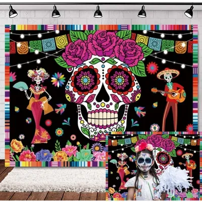 Produktbild von Fotohintergrund Tag der Toten Mexikanisch Dia de los Muertos 1,8 x 1,2 m