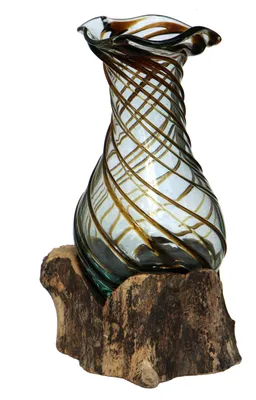 Productafbeelding van Vaas van Glas op Wortelhout, Modern Design 20 cm