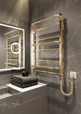 Immagine prodotto di ELNA Scaldasalviette Elettrico da Bagno Radiatore Scaldasalviette Oro PVD Acciaio Inox 133 W 81 x 53 cm con Termostato