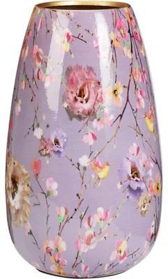 Produktbild von Vase mit Blumendruck 30 cm rosa