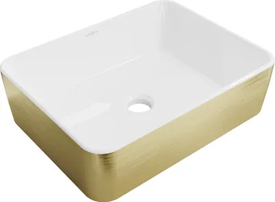 Image de Mexen Catia lavabo à poser 48 x 37 cm, blanc/or motif géométrique - 21314817