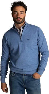 Produktbild von New Zealand Pullover hellblau mit halbem Reißverschluss