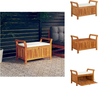 Produktbild von vidaXL Garten-Truhenbank mit Kissen 91 cm Massivholz Akazie -  Gartenbänke
