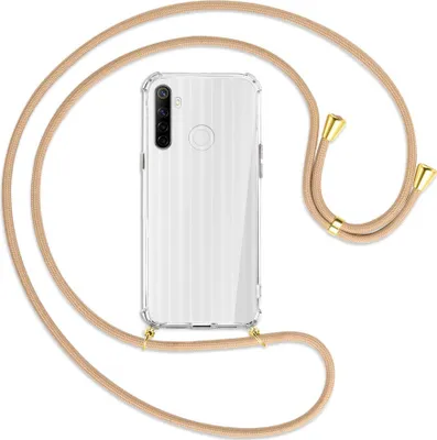 Produktbild von Handykette Backcover-Schutzhülle mit Band (Metall goldfarben) für Realme 6i - beige