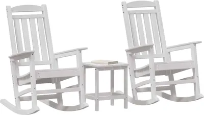 Produktbild von vidaXL Schaukelstuhl 3 pcs Weiß Polyethylen