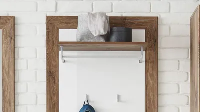 Produktbild von Garderobe NEAPEL Eiche Dunkel MDF weiß Hochglanz