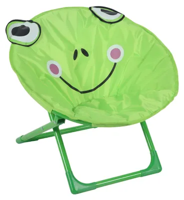 Productafbeelding van Relaxdays Maanstoel voor kinderen, kikkerdesign, inklapbaar, hoogte x breedte x diepte: 47 x 50 x 48 cm, kinderstoel voor binnen en buiten, kindersofa, groen