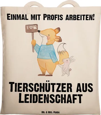 Produktbild von Mr. & Mrs. Panda Tote Bag Tierschützer Leidenschaft - Transparent - Geschenk, Laptoptasche, Tasche, Shopping, Einkaufstasche, Uni
