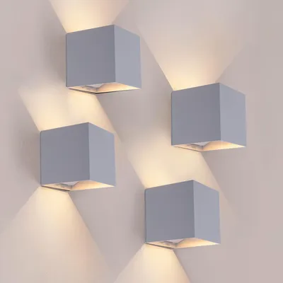 Produktbild von Ledvion 4er Set Wandlampe Innen / Aussen sensorAkku IP44 Grau Warmweiß