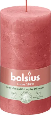 Produktbild von Bolsius Rustik Stumpenkerze rosa blüte, Höhe: 13 cm, Ø 6,8 cm