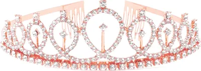 Produktbild von Oblique Unique Krone mit Diamanten Glitzer Steinen Diadem Tiara Mädchen Damen JGA Hochzeit Geburtstag Party roségold