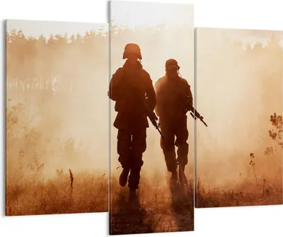 Produktbild von Bild auf Leinwand - Leinwandbild - Soldat Gewehr - 130x100cm - Wand Bild - Wanddeko - Wandbilder - Leinwanddruck - Bilder - Kunstdruck - Wanddekoration - Leinwand bilder - Wandkunst - CB130x100-4043