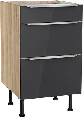 Produktbild von Optifit Schubladenunterschrank Linus984 BxTxH 50 x 58,4 x 87 cm anthrazit glänzend zerlegt KFLI U536-8E+