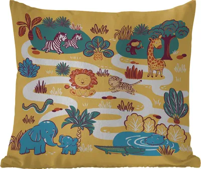 Produktbild von MuchoWow® Outdoor Kissen - Safari - Tiere - Kinder - 60x60 cm - Wetterfest - Lounge Kissen - Dekoration - Schlaf Kissen