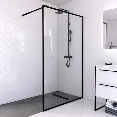 Produktbild von Walk In Aurlane 120 cm Profil schwarz Klarglas Reversibel