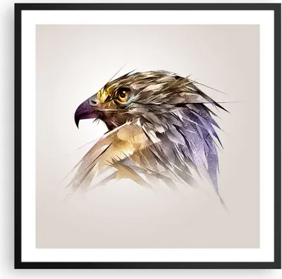 Produktbild von Gerahmtes Poster - Schwarzer Rahmen - Adler Vogel Feder - 60x60 cm - Wand Bild - Wanddeko - Wandbilder - Kunstposter - Wandposter - Bilderrahmen - Bilder - Kunstdruck - Wandbild - P2BAC60x60-3936