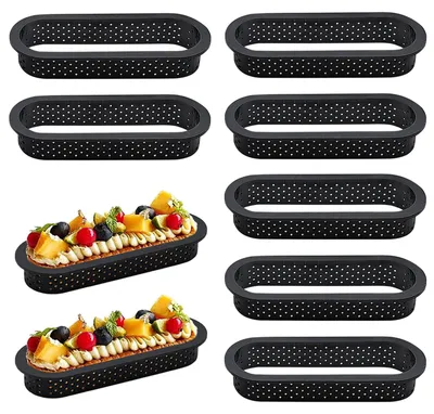 6 Dessertringe oval, geperforiert, antihaftbeschichtet, 14,5 cm