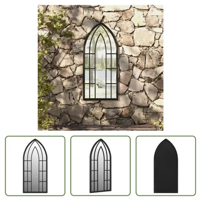 Zdjęcie produktu dla The Living Store Lustro ogrodowe czarne 100x45 cm żelazo