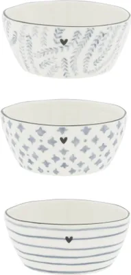 Produktbild von 3er Set Dipschalen, Saucenschalen IRIS BLUE  9,5cm weiß blau Bastion Collections