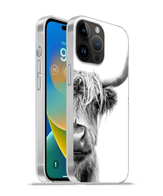 Produktbild von MuchoWow® Handyhülle Schutzhülle Hülle für Apple iPhone 14 Pro Max Schottischer Highlander - Tiere - Schwarz - Weiß Silikon Softcase Handy Hülle - Hardcover