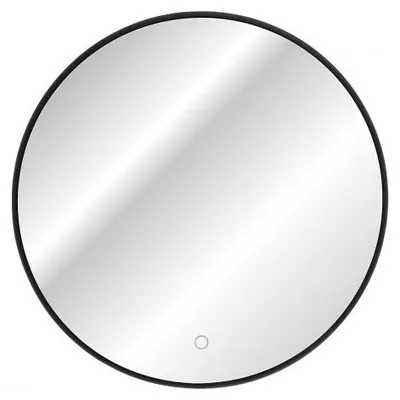 Image de Miroir mural rond Led tactile - Cadre noir - D 80 cm - Lustro Luna