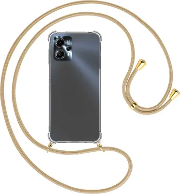 Produktbild von Handykette Backcover-Schutzhülle mit Band (Metall goldfarben) für Motorola Moto G13, Moto G23 (6.5'') - caramel